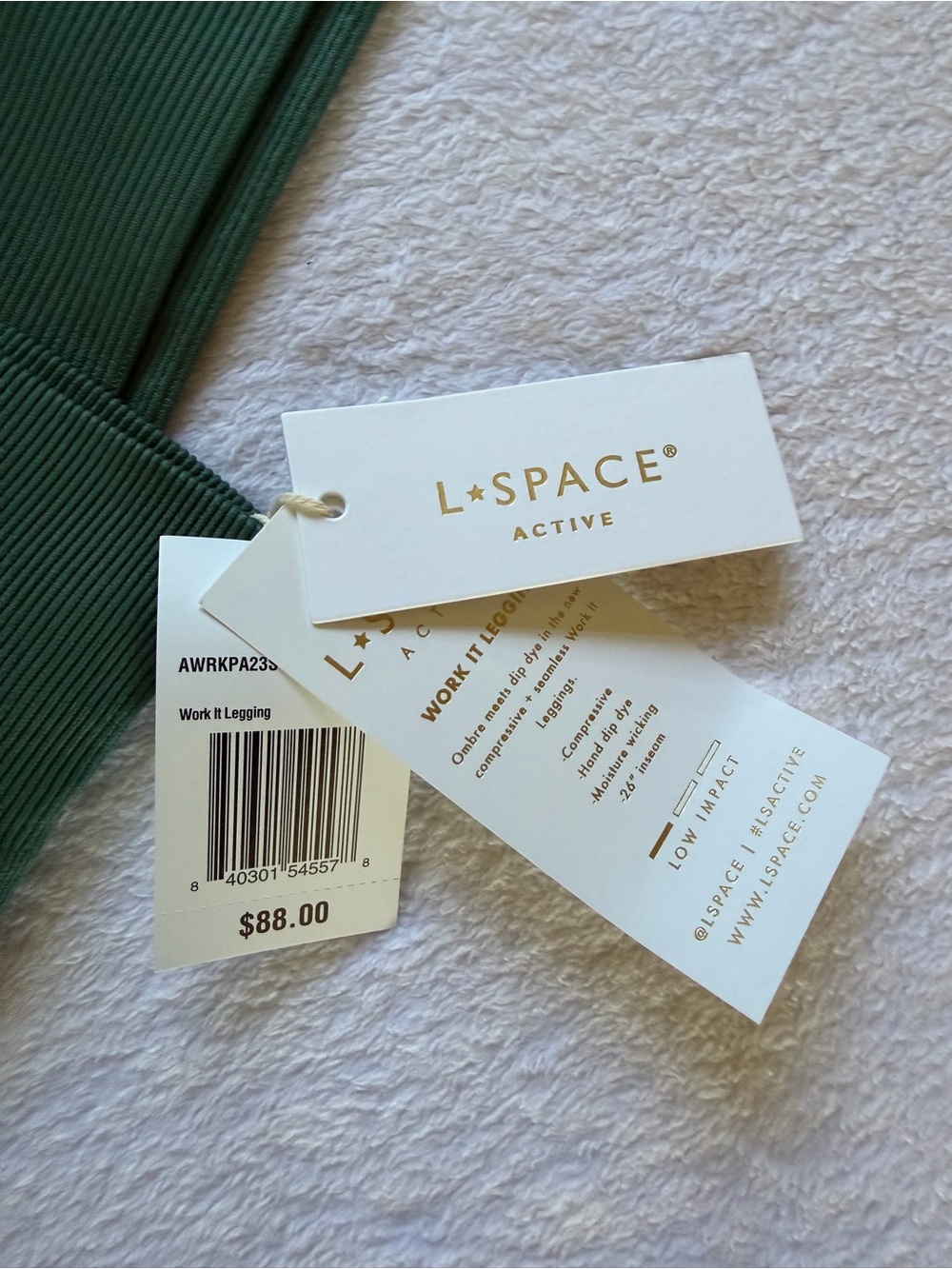 NWT L*Space Work It Seamless Sports Bra & Leggings, Cypress Green, Women's XS/S - Picture 13 of 16